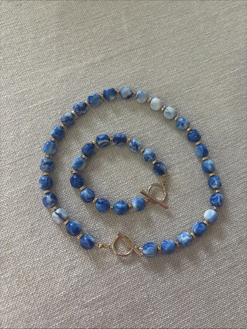Blue Beaded Necklace New